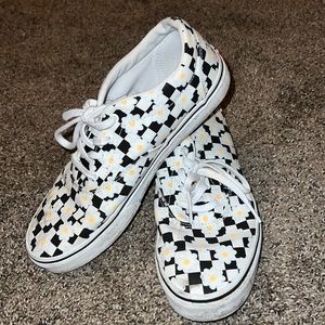Checkered Vans with flowers
